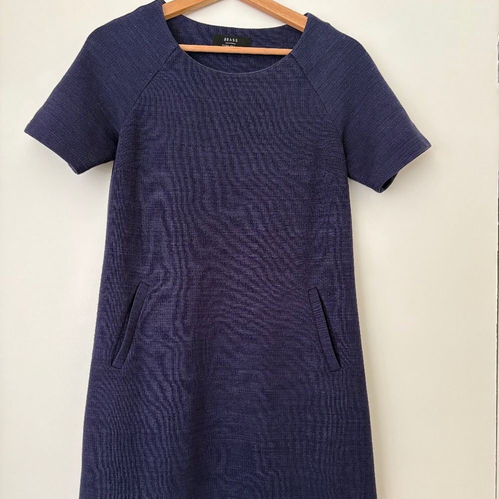 Brass Navy Blue A-Line Dress